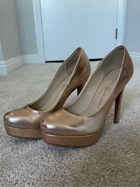 Gold platform heels